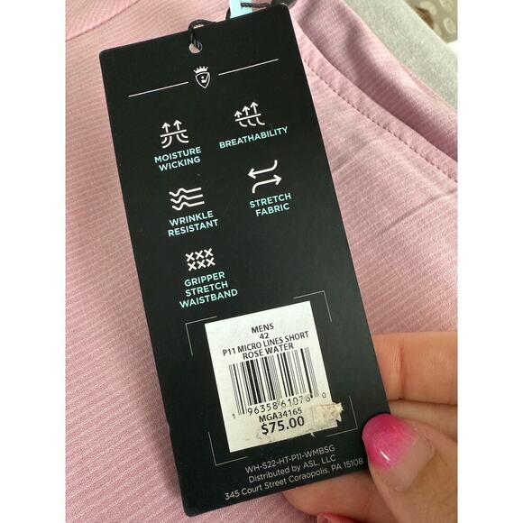 Walter Hagen Men's Rose Water 9" Performance 11 Micro Lines Golf Shorts Size 42 - Picture 8 of 9